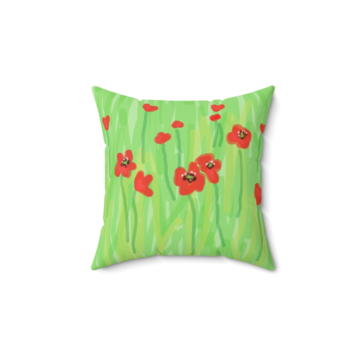 Poppies Faux Suede Square Pillow