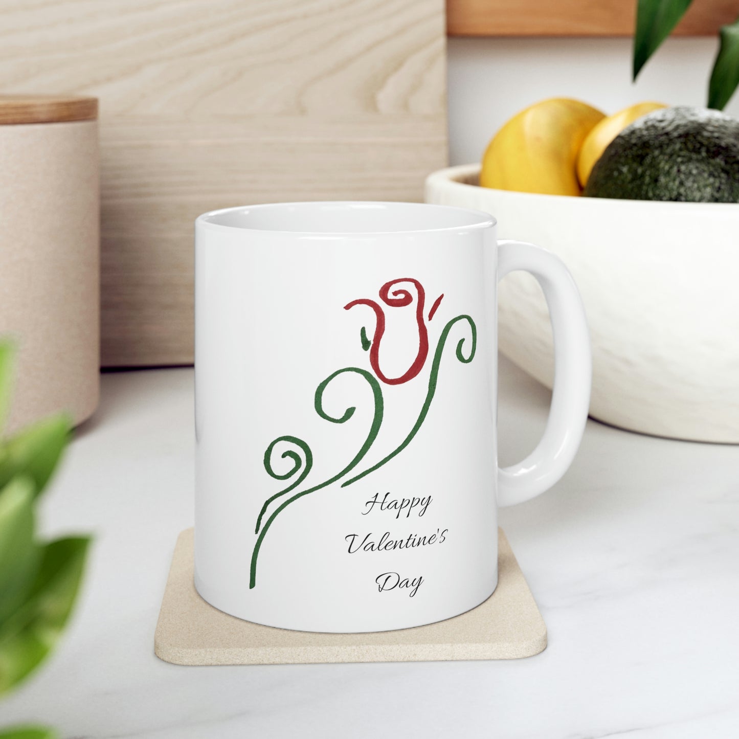 Single Rose Happy Valentine's Day Mug