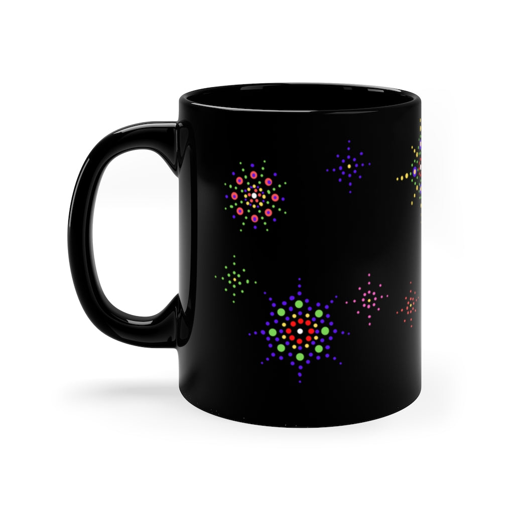 Mandala Stars Black Mug