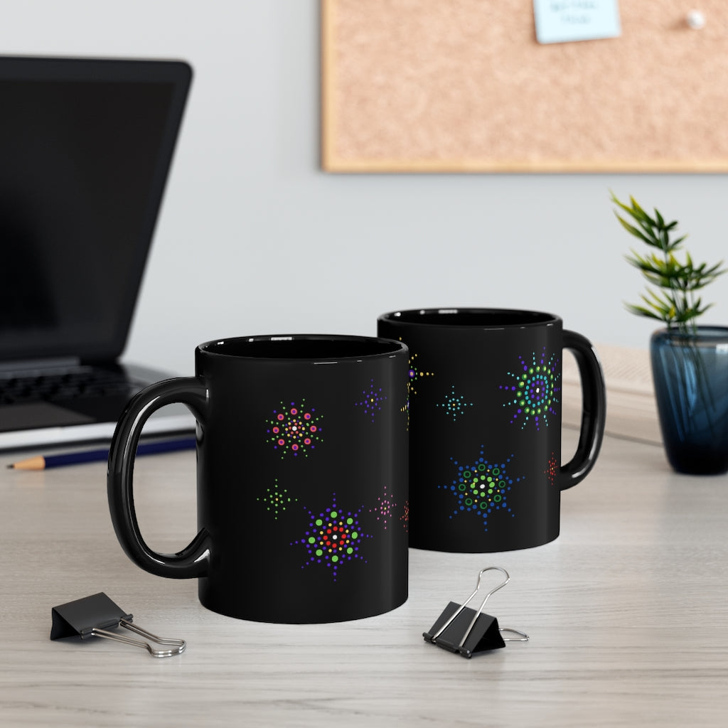 Mandala Stars Black Mug