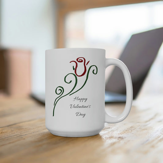 Single Rose Happy Valentine's Day Mug 15oz