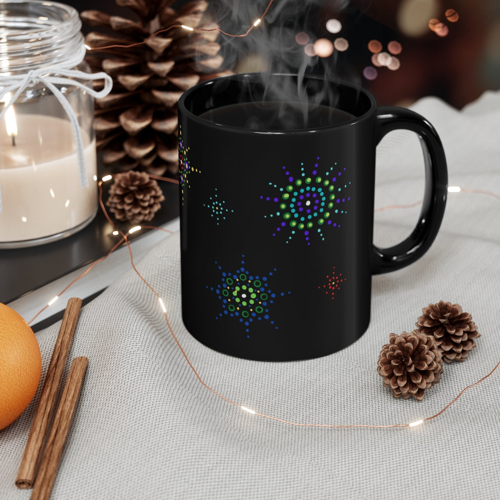 Mandala Stars Black Mug