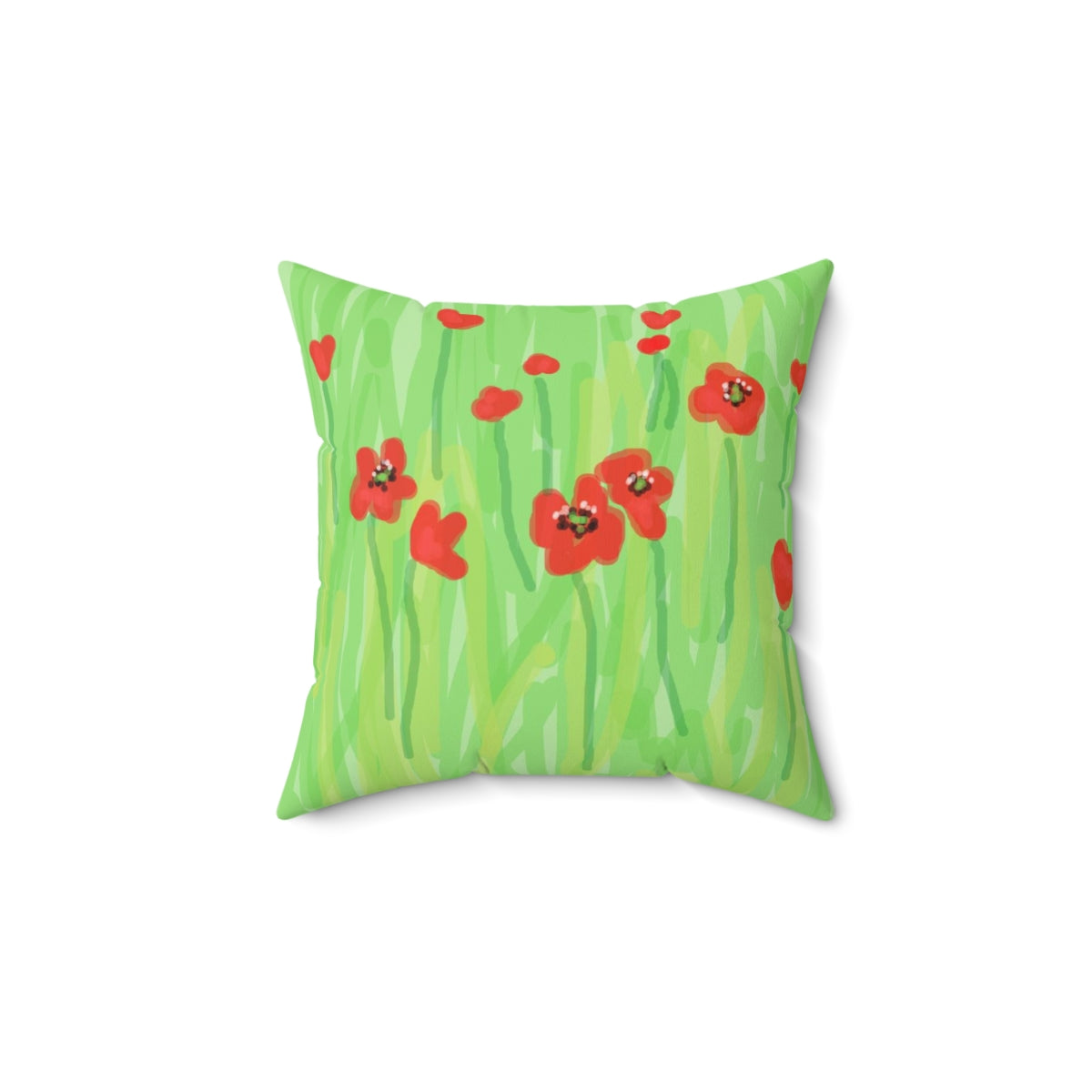 Poppies Faux Suede Square Pillow