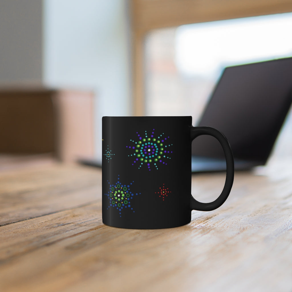 Mandala Stars Black Mug